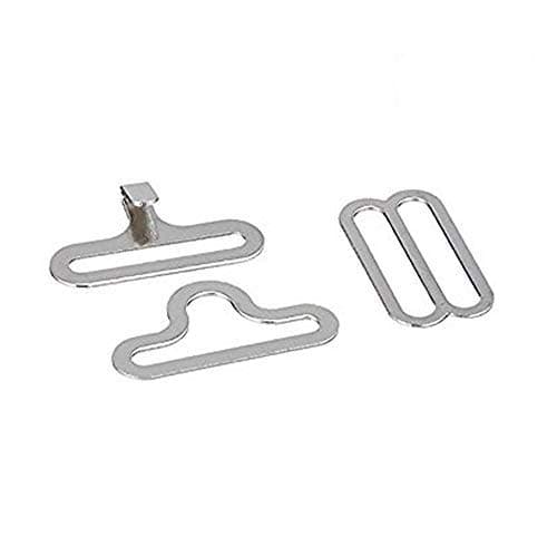 100 Sets Adjustable Bow Tie Hardware Clip Set, Metal Cravat Clip Hook Fastener for Necktie Strap (Silver)