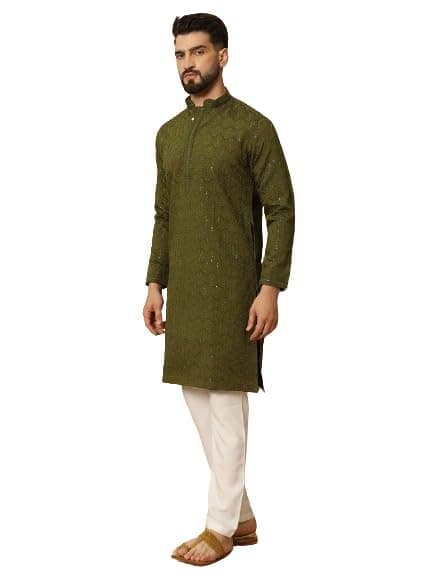 GenericRise And Shine | Premium Quality Mens Traditional Multi Thread Work With Sequin Kurta | Gents Ethnic Festive wear Kurta with Lycra Dry Coat lining (Kurta only)| (please refer size chart)