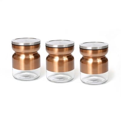 Tea Coffee Sugar Storage Jars Canister Copper Set