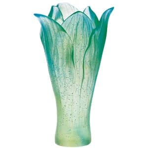 Daum Crystal Turquoise Amaryllis Vase Small