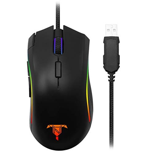 Tilted Nation Wired Gaming Mouse with 16.8 Million Backlit RGB Lighting, 7 Programmable Buttons, 5 Adjustable DPI Levels- FPS Gamer Mice for Windows PC Laptops/Desktop Computers - Black