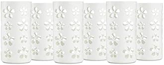 Silicone Glass Water Bottle Sleeves - 6-Pack of Protective Holders 16-18 oz Capacity - Anti-Slip Protection for Beverage Containers - Insulating Carriers for Smoothies and Juices (White Flowers)