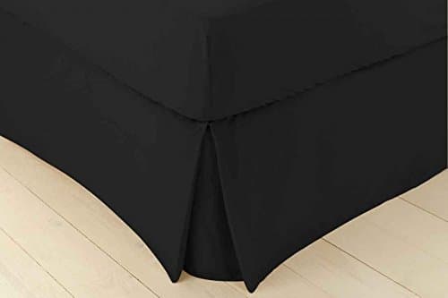 INSTAHOMEWARE Plain Dyed PolyCotton Platform Base Valence Box Pleated Sheet, Attractive Colors (DOUBLE, BLACK)