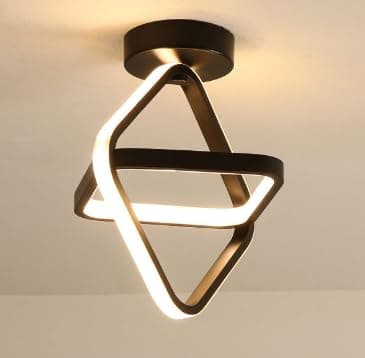 XIUWOO Modern LED Ceiling Light, 22W Ceiling Lamp Modern, White Creative Square Shape Chandelier, Indoor Ceiling Lamps for Balconies, Hallway, Living Room, Bedroom, Kitchen, 3000K (Black)