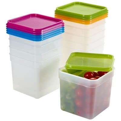 Lakeland Stack-a-Boxes Plastic Food Containers & Lids, 1.2 Litre, Pack of 10