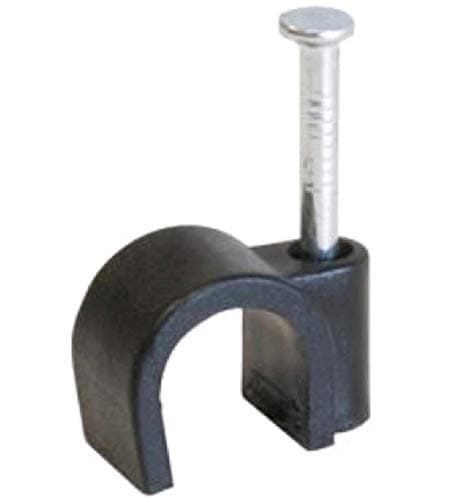 8mm Black Round Cable Clips - Outdoor Use - 100 PACK