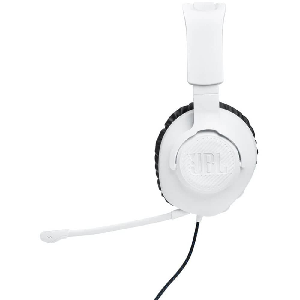 JBL Quantum 100P - Wired Over-Ear Gaming Headset with Detachable Mic QuantumSOUND Signature Memory Foam Comfortable Support Windows Sonic Surround Sound (White)