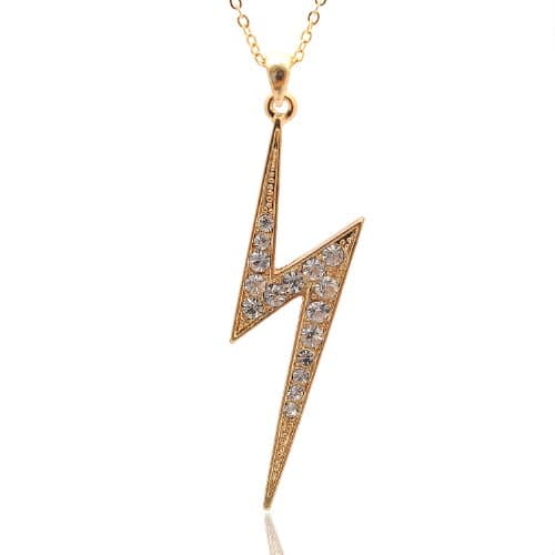 SpinningDaisy Crystal Flash Lightning Necklace (Gold Plated)