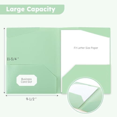 SKYDUE Plastic Folders with Clear Front Pocket, 2 Pocket Folders Fit Letter Size Paper, Muted Pastel Colors File Folders，Back to School Supplies, 6 pcs