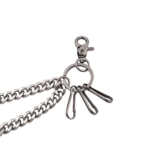 ARZER MiDube Long Wallet Chain Biker Punk Key Chains Hip Hop Skull Pant Chain Heavy Waist Chain Suitable for Men’s Jean Belt Loop Purse & Wallet Gothic Rock Cool Metal Silver 23.6 inch
