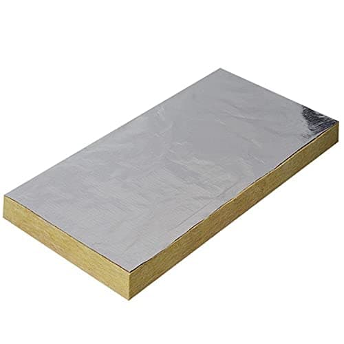 Rockwool 8# Density Foil-Faced Stone Wool Insulation Mineral Wool Panels, Batts - 2" Thick, 2'x4' (7) per Pack, Pro-Grade Acoustic Soundproofing, Thermal Barrier & Fire Block