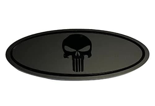Custom Skull Front Grille /Tailgate Emblem Badge 7''x2.75'' Compatible with Ford F150 F250 F350 Edge Explorer (7'' Black)