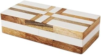 Handicrafts Home Decorative Storage Box 10x4.5, Remote Control Holder, Jewelry Organizer, Modern Decorative Box with Lid, Boho Chic Home Décor Accent, Vintage Memory Box for Living Room Shelf Decor