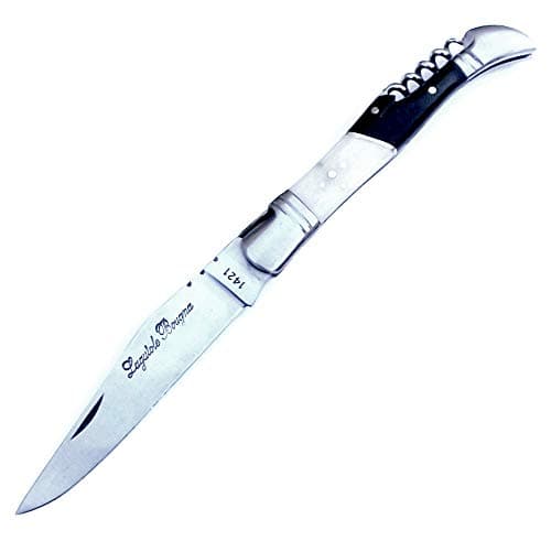 Laguiole CYPRU BLACK & WHITE bone handle.unlockable folding blade, blade under 3'' inches