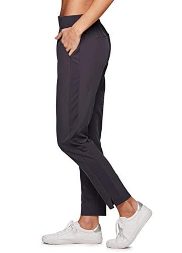 RBX Women's Ankle Pant, Quick Drying Lightweight Stretch Woven Flat-Front Straight Leg Pants