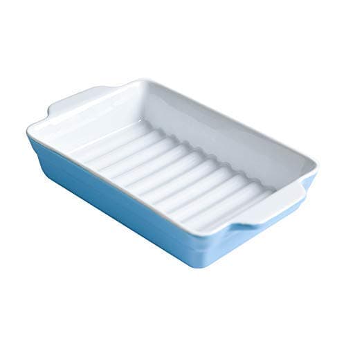 Bakerdream Ceramic Baking Dish Lasagna Pan Enameled Roasting Pan Glaze Baking Pan for Cooking, Kitchen, Cake Dinner, Banquet and Daily Use (Rectangle)