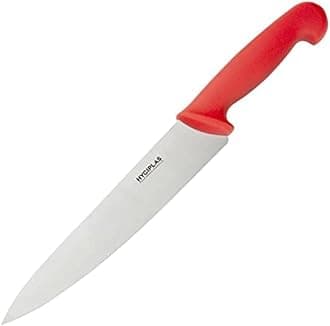 Hygiplas Chef Knife Red 21.8cm - Stainless Steel Sharp Blade, Corrosion and Rust Resistant, Dishwasher Safe C895