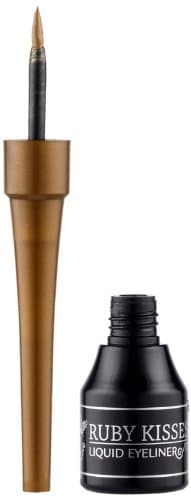 Ruby KissesClassic Liquid Eyeliner, Smudgeproof Long Lasting Eye Makeup with Felt-Tip Applicator (1 PACK, Shiny Gold)