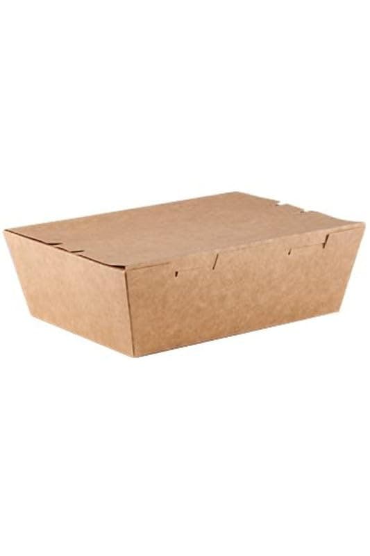 WIIES Paper Craft Food Container 1200 ML Rectangular Pack Of 100 Pcs Brown Food Packing Container Take Away Restaurant Supply Bulk Wholesale Kraft Box With Lid