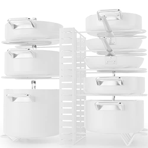 Pot Rack Organizers 8 Tier White