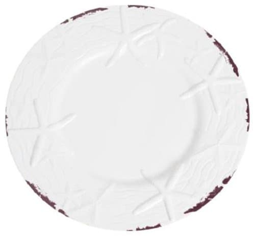 Galleyware Classic White Raised Starfish Melamine Dinner Plates (Set of 4)