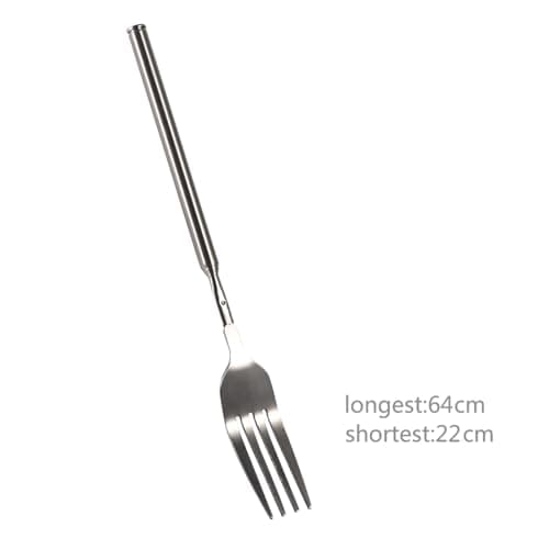 Stainless Steel Dinner Fork, BBQ Telescopic Extendable Dinner Fruit Dessert Long Handle Fork Stainless Steel Cutlery, anti rust, sturdy and, 4Pcs