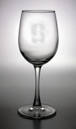 Stanford Cardinal Deep Etched White Wine Glass