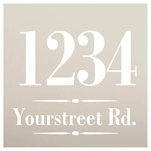 Personalized Classic Address Stencil by StudioR12 | Craft & Paint Custom House Numbers Wood Sign | DIY Outdoor Home Decor | Select Size (15 x 15 inch)