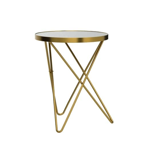 HLR Modern Round Side Table Set of 2, End Table with Marble Effect Top and Gold Metal Frame, Small Side Table for Living Room, Bedroom, Sofa and Couch, Gold Legs, Green Marble top