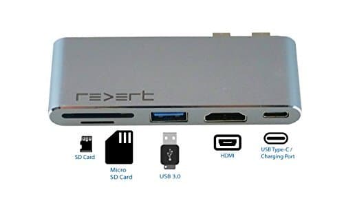 USB C Hub for MacBook Pro 13 15 16 Inch Thunderbolt 3 Adapter Mac Air 2017 - 2020 Micro SD Memory Card Reader 4k HDMI USB Type A Aluminum Multi Port Dongle Space Gray REVERT