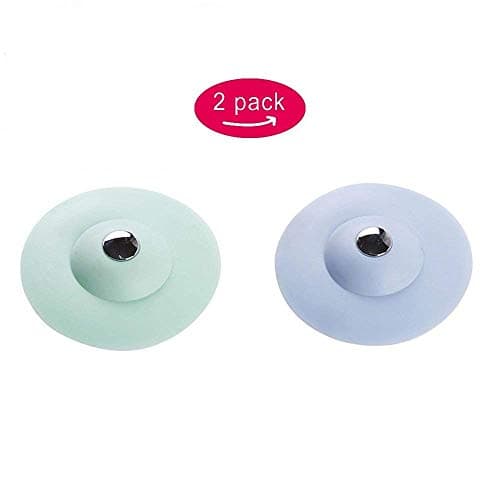 Silicone Drain Stopper,2 in 1 Stop & Filter Water Universal Drain Stopper Hair Catcher For Kitchen Sink, Bath Tub, Bathroom Sink(2PCS,Blue/Green)