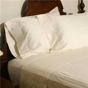 Dreamz Bedding Super Soft 550 Thread Count Elegant Finish Fitted Sheet (Deep Pocket: 8 Inch) Emperor, Ivory Cream Butter Stripe