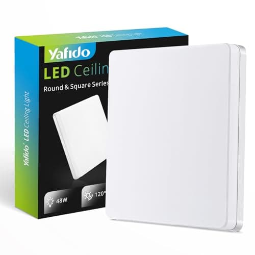 Yafido LED Square Ceiling Light Fitting 48W 4320LM, Natural White 4000K, IP44 Waterproof, 30CM Modern Ultra Bright Lighting Fixture 220V for Bathroom Living Room Kitchen Roof Office
