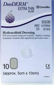 DUODERM EXTRA THIN 5CM X 10CM HYDROCOLLOID DRESSING - 10 DRESSING