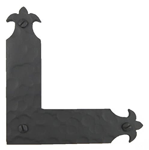 Spanish Style Fleur De Lis Hammered Wrought Iron Corner L Bracket Dummy GHL17 (Black)