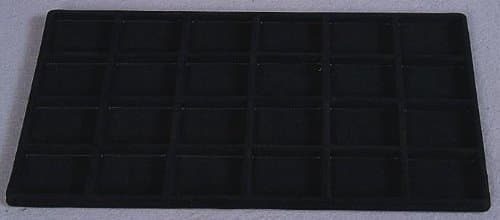 24 Compartment Black Flocked Insert - Fits 14 x 8 inch Riker Ryker Specimen Mount Chipboard Display Case