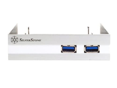Silverstone FP36S Aluminum Front Panel 2X USB 3.0 Ports with 3.5-Inch to 2X 2.5-Inch Bay Converter Device (Silver)