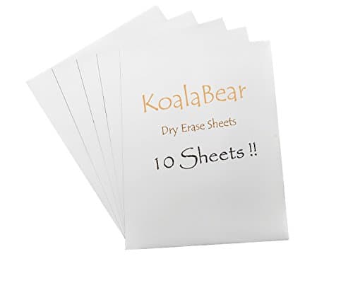 KoalaBear 10 Sheets Dry Erase Self-Adhesive Sheets, 8.3'' x 12.2''