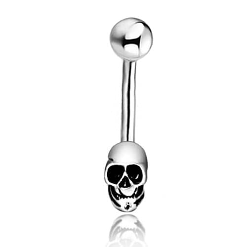 925 Sterling Silver Skull Navel Belly Ring