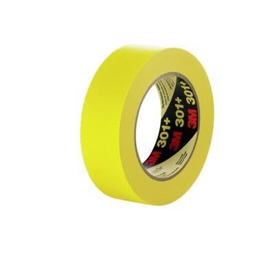 (18 Roll-Pack) 3M 301+ Yellow 24 MM x 55 M 225F Performance Masking Tape 6.3 Mil Equiv to 1 Inch
