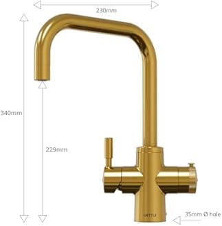 QETTLE Original Square Spout Boiling Water Tap (Gold, 7 Litre Boiler)