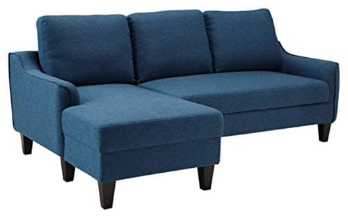 Signature Design by Ashley Jarreau Modern Sectional Sleeper Sofa Couch with Chaise Lounge, Blue