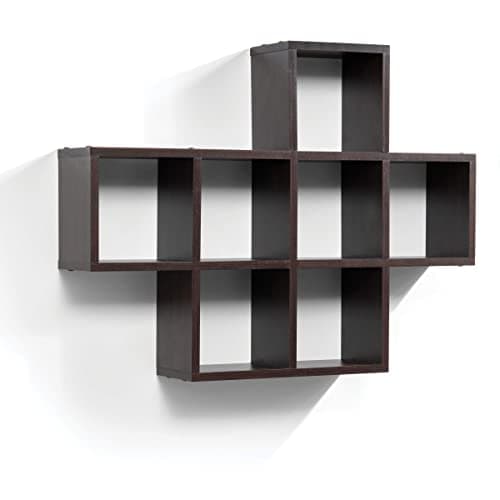 floating shelves with 7 square Cube wall - cube Espresso Finish mounted Decorative Contemporary modern wood Bedroom or Living Room