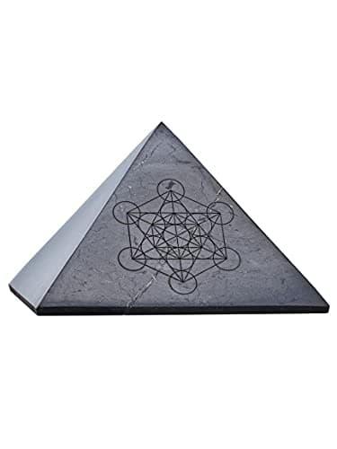 Modern ŌM Shungite Pyramid Engraved with Metatron’s Cube 5cm