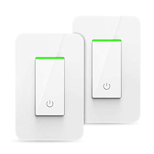 BrizLabs Smart Light Switch, Remote Control Wi-Fi Light Switch with Timer, 15A Wireless In-wall Light Switch, Works with Alexa/Google Assistant/IFTTT, No Hub Required, ETL & FCC Listed, White, 2 Pack