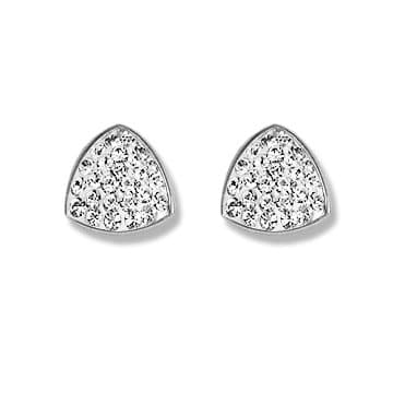 Ashley Arthur .925 Silver & White Crystal Triangle Earrings Made with Swarovski Elements
