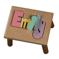 Personalized Primary Puzzle Step Stool-1-8 letters - Color: Natural