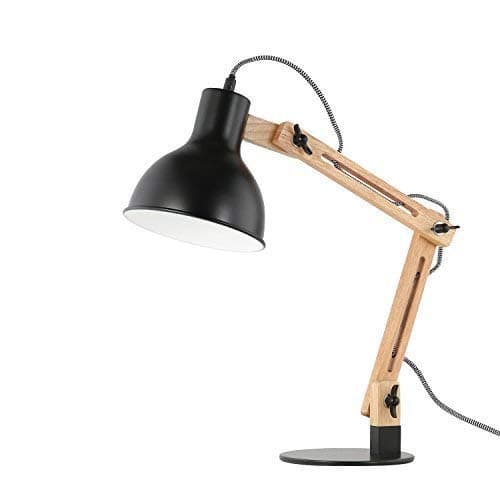Light Society Galvan LED Task Table Lamp with LED Bulb Included, Natural Wood with Gray Shade and Base, Modern Industrial Pixar-Style (LS-T229-GRY)