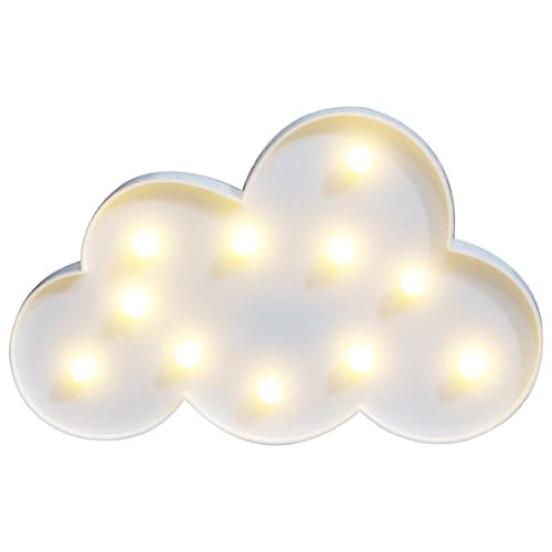 White LED Cloud Marquee Signs, Light Up Cloud Decorative Signs Hanging Hole Nursery Room Cloud Night Light for Baby Shower, Party Supply, Christmas Decor-Cloud(White)