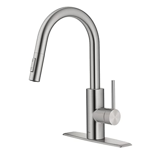 KRAUS KPF-2620SFS Spot Free Oletto Single Handle Pull Bright Stainless Steel Finish Kitchen Faucet, 15.75" x 8.75" x 2.5"